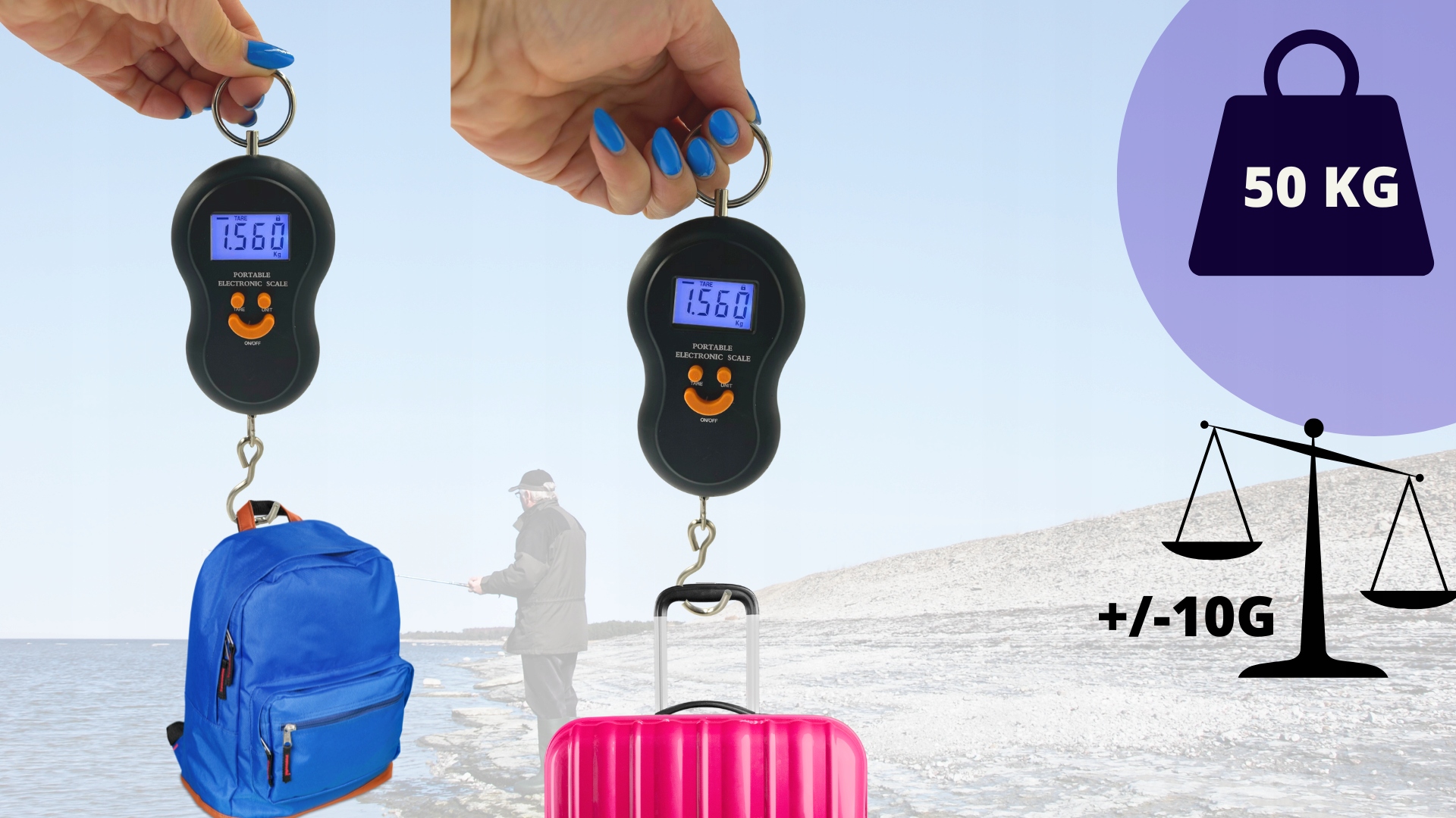 WAGA HAKOWA ELEKTRONICZNA WĘDKARSKA RĘCZNA BAGAŻOWA DO 50KG LCD PORĘCZNA Model WAGA HAKOWA DO 50KG Z WYŚWIETLACZEM LCD