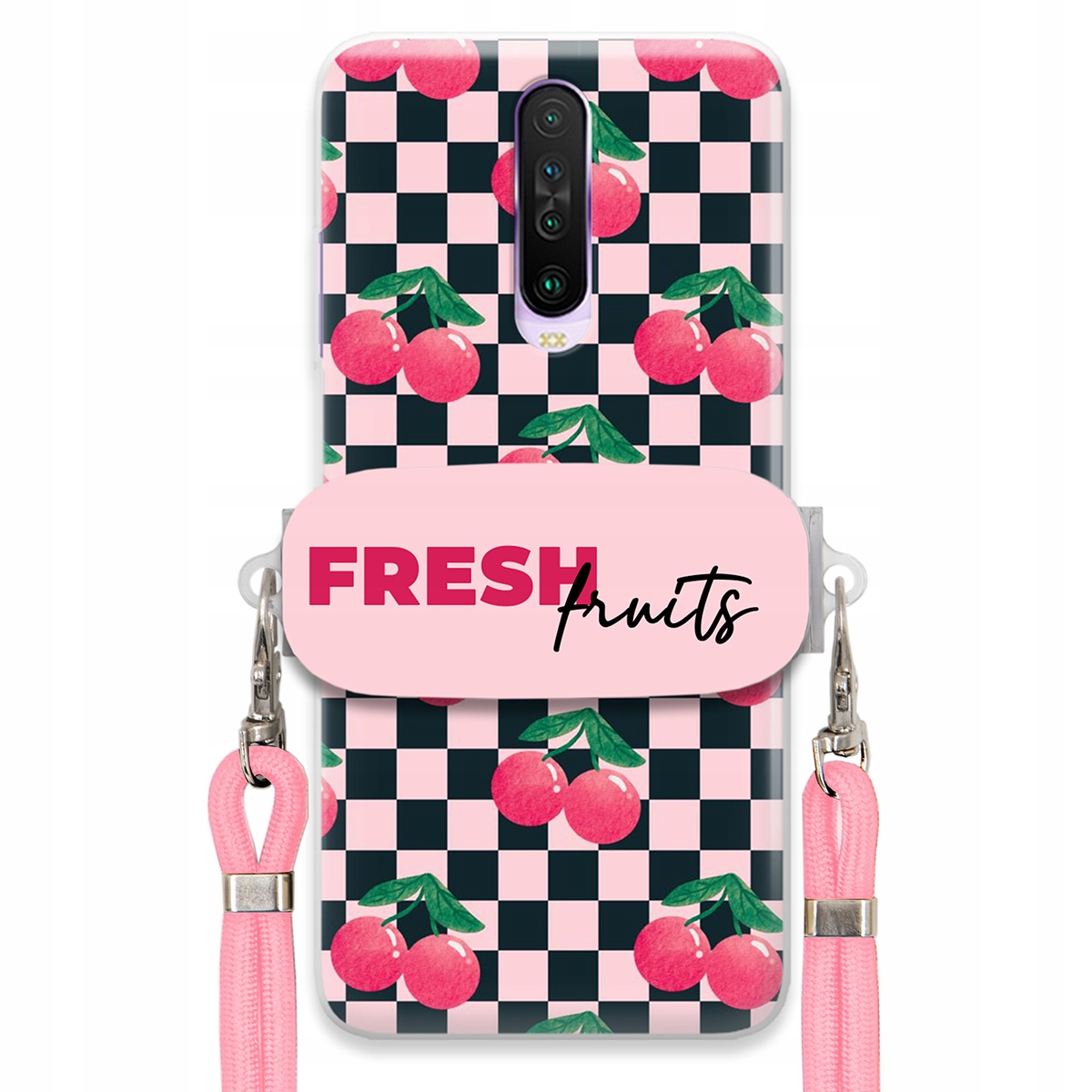 Pouzdro pro Xiaomi Redmi K30 Crossbody vodítko Držák Šachovnice Fresh Fruits