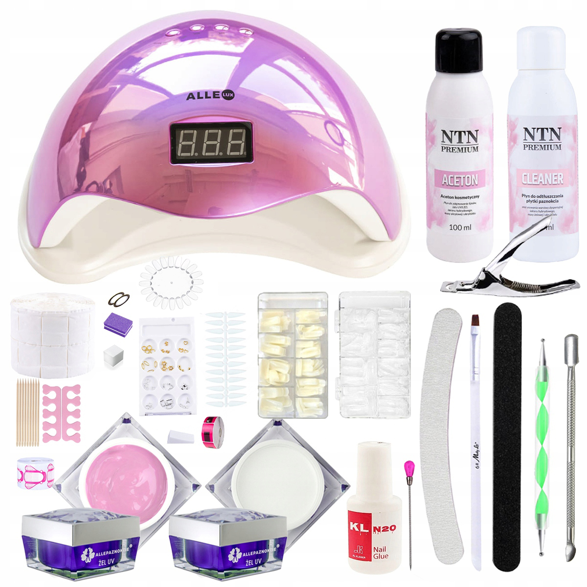 Zestaw budujący do paznokci 2x ŻEL LAMPA akcesoria