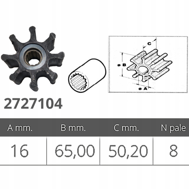 Virnik Jabsco, Johnson, Nanni, Volvo, Yanmar, 43830