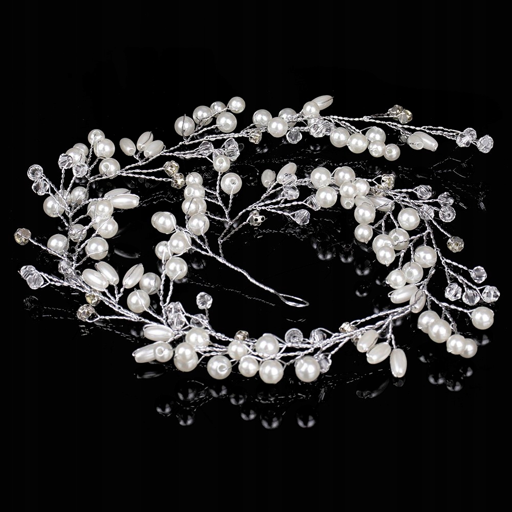 OZDOBA DO WŁOSÓW długa ŚLUBNA - kolor srebrny - - 50cm Model silver