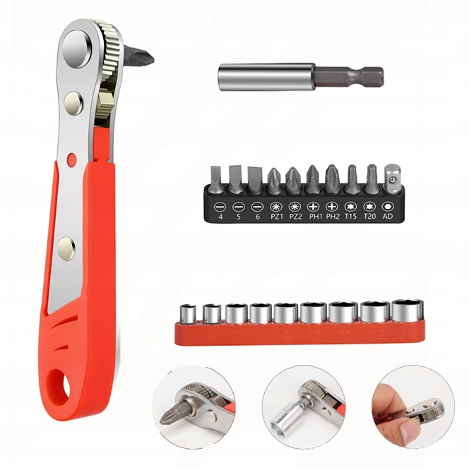 Klucz Zapadkowy Grzechotka Naprawczy Magnetyczny Kompaktowa Ręczny Wkrętak