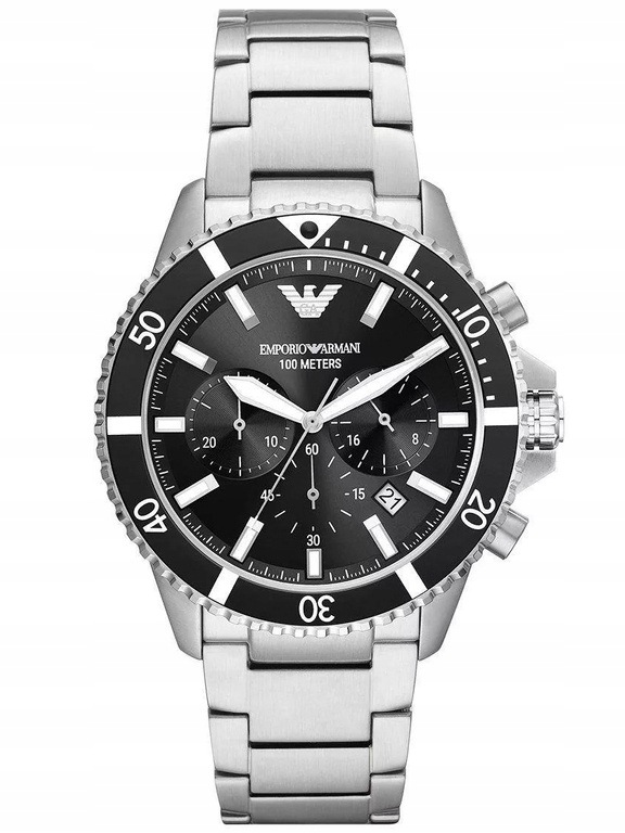Pánské Hodinky Emporio Armani AR11360 Stříbrný Chronograf Na Den Chlapců