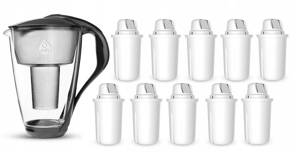 Dzbanek filtrujący szklany Dafi Crystal Led +10 filtry Classic (grafitowy)