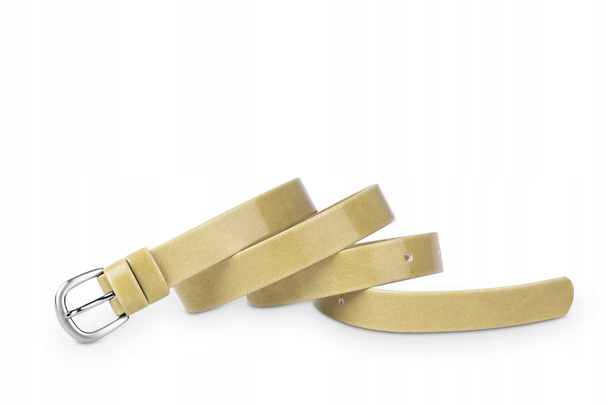 

Pasek damski klasyczny musztardowy lakier 2 cm