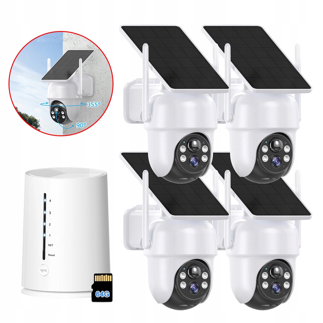 Sada Otočných Kamer Pro Monitorování Wifi 4MPX Solární Napájení 4X Zoom