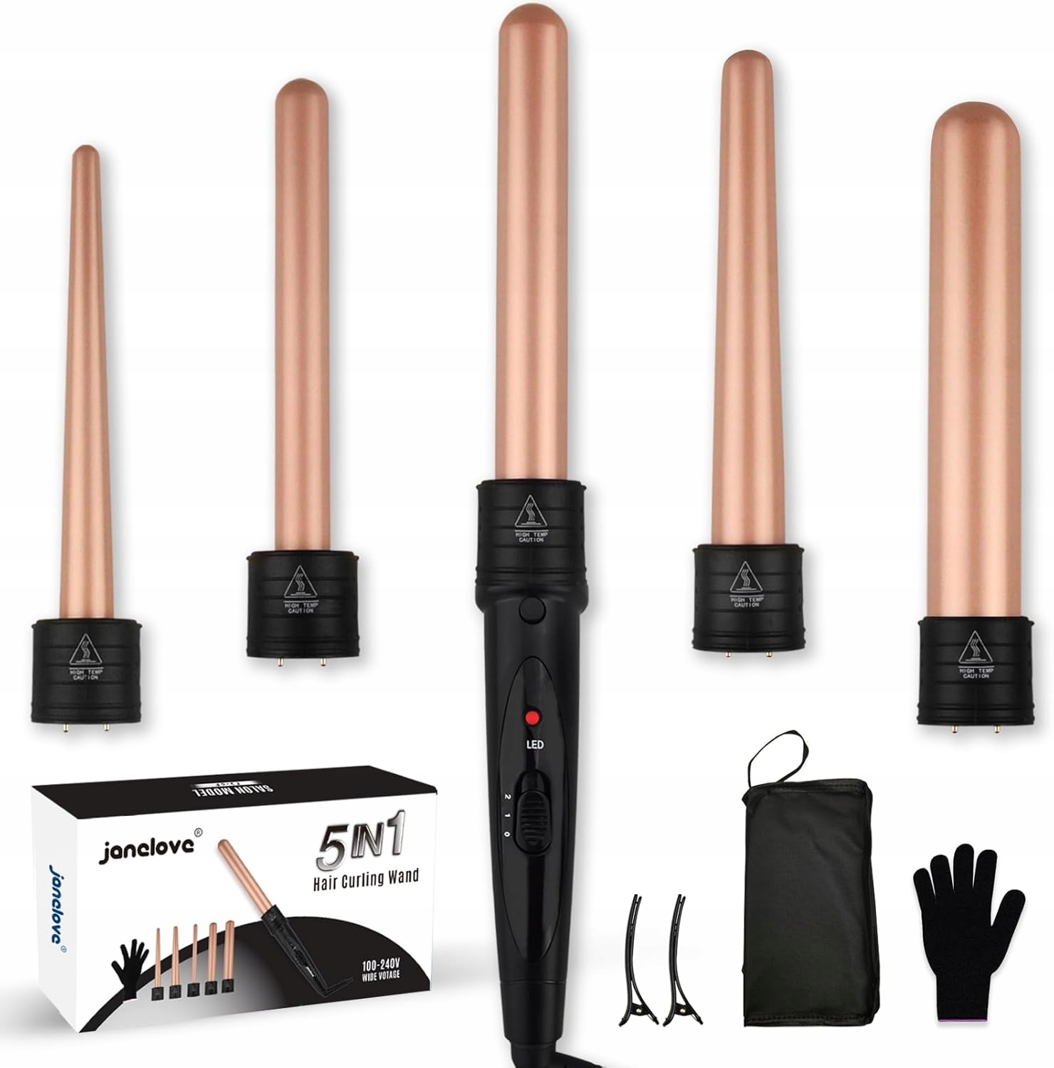 Janelove Sada 5 v 1 Kulma na vlasy Rukavice A Sponky Nm