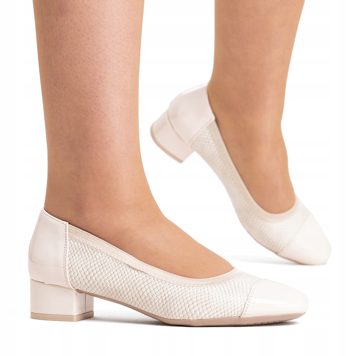 Lodičky na podpatku vč. kůže, lehký sloupek Širší, stabilní Wojtyłko 38