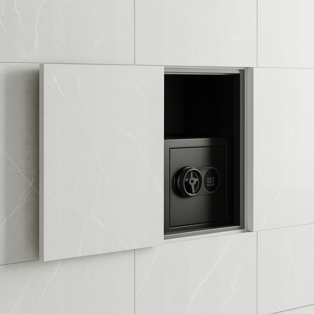 Skrytá dvířka pod dlaždice pro montáž trezoru Systém zabudování trezoru 30x40 cm