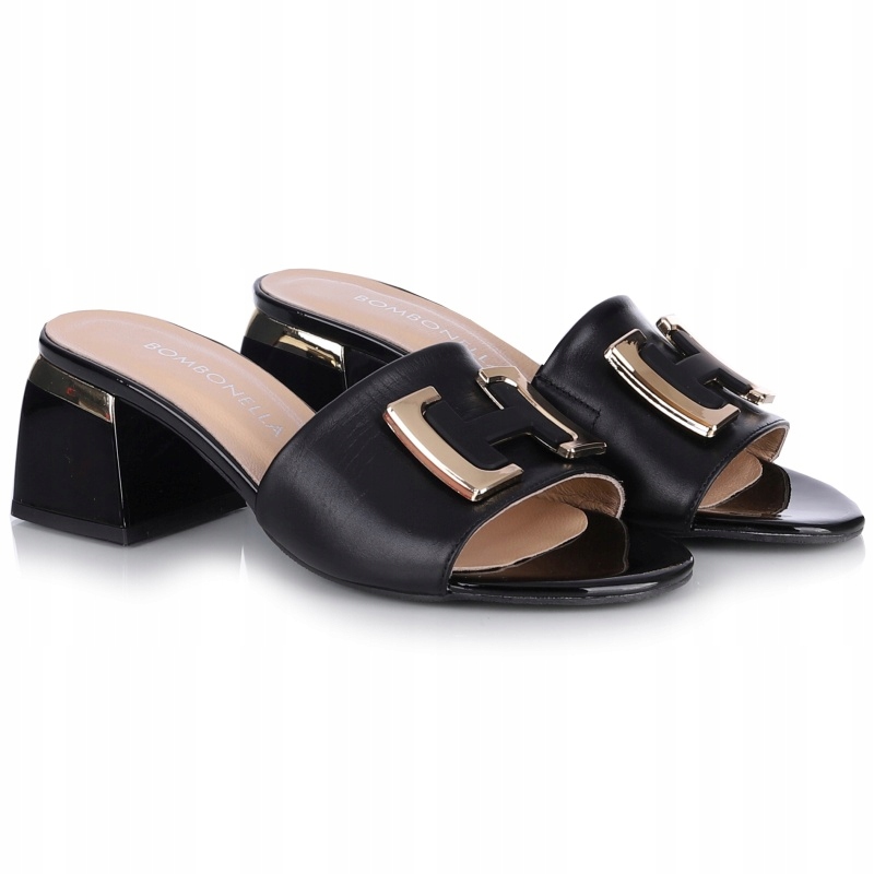 Nazouváky pantofle Bombonella 10T 603.653 01-03 T Syhaltn černé Kůže VEL.39