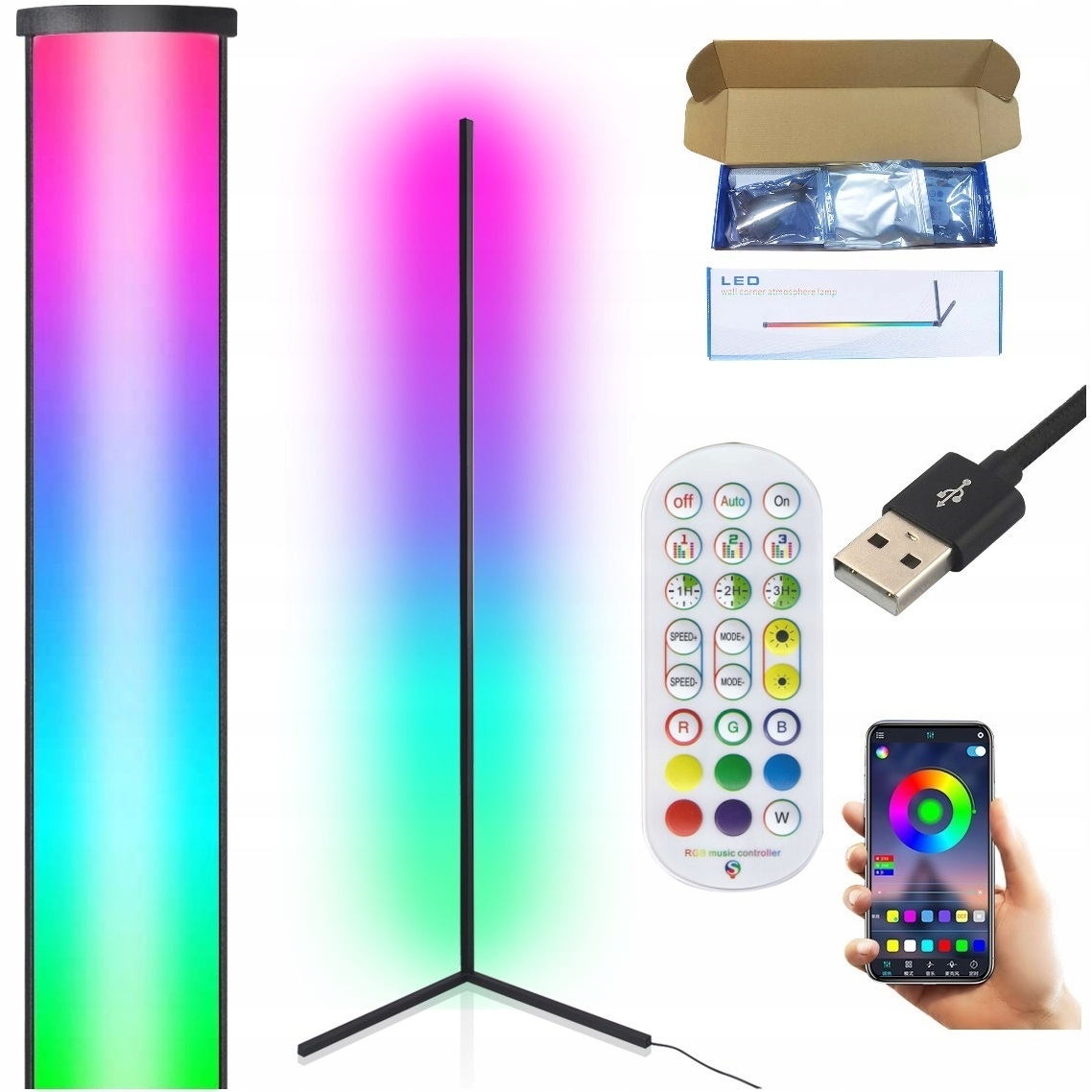 

Lampa Podłogowa Stojąca Narożnikowa Led Narożna 3D