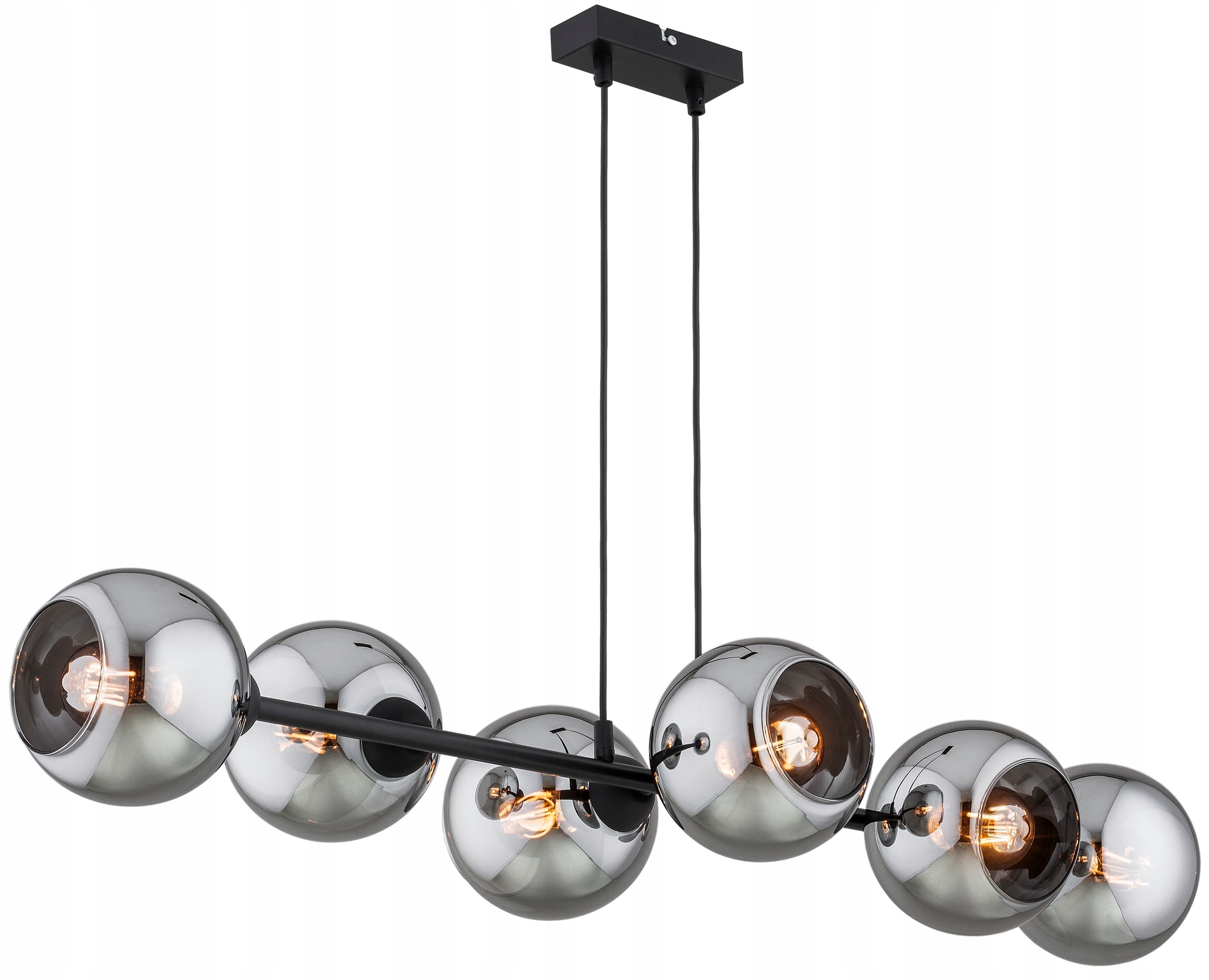 Lampa Wisząca Sufitowa Żyrandol Czarna Kula Chrom Dior Led E27