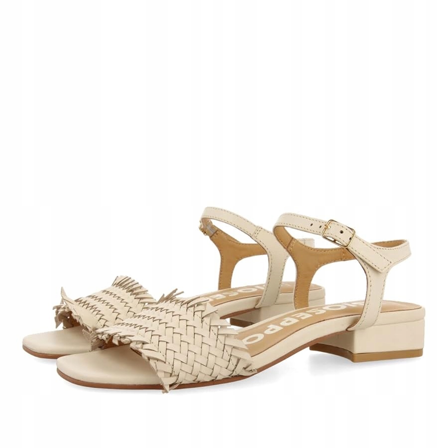 Gioseppo Béžové Kožené Sandály S Pleteným Lemem 36 J1A