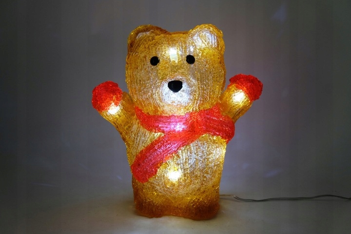 MIŚ FIGURKA AKRYLOWA LED / LAMPKA NOCNA - Prezent święta