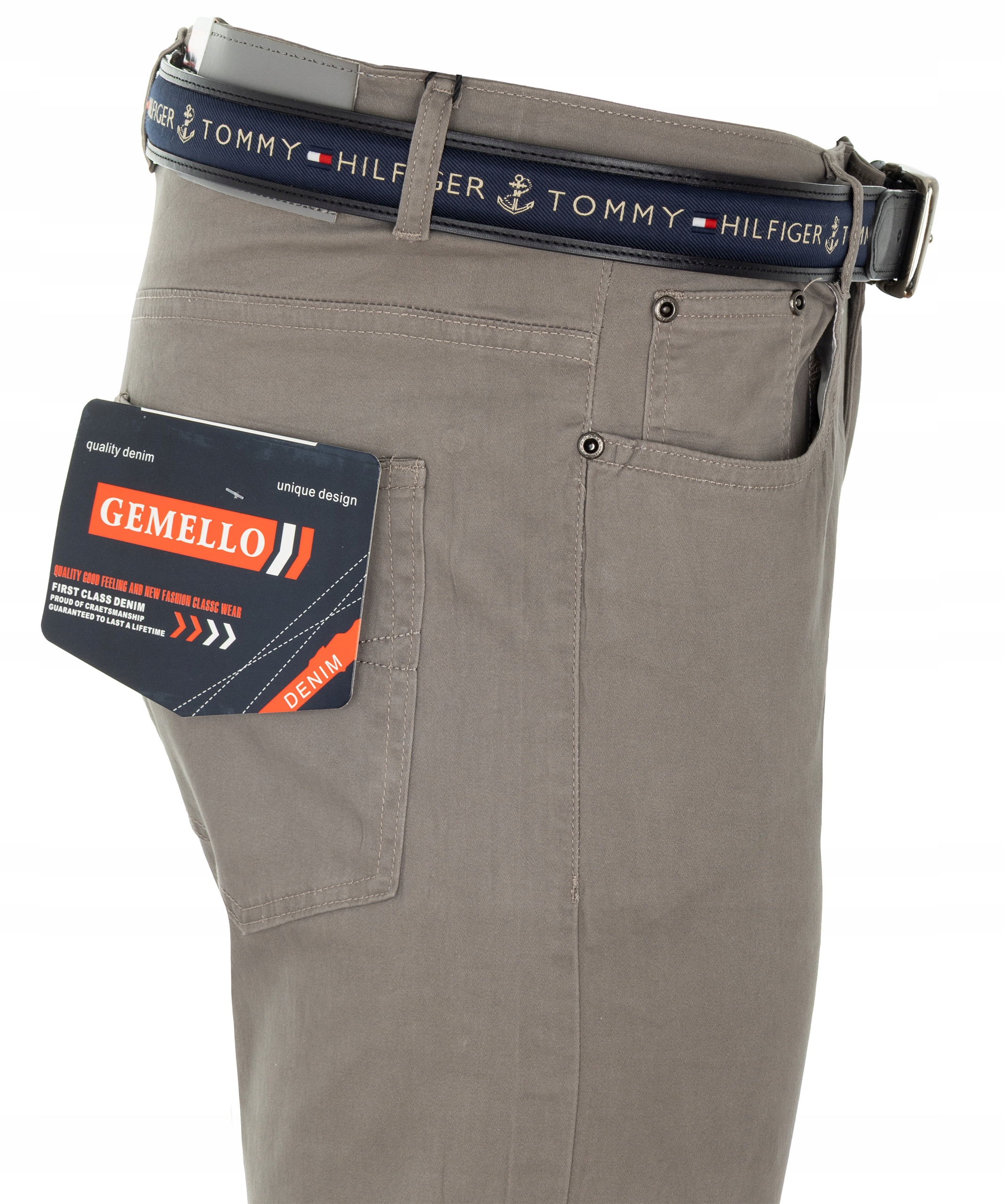 Spodnie Materiałowe Męskie Bawełna Letniewiosenne Ciemno-beżowe Gładkie W34