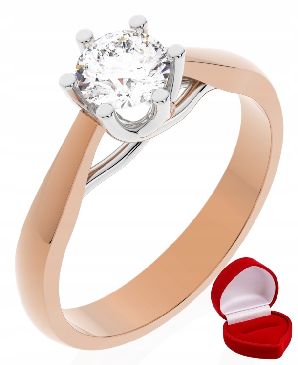 Zlatý Prstýnek 585 14k Brylant Lab 0,50 ct Růžové Zlato R11