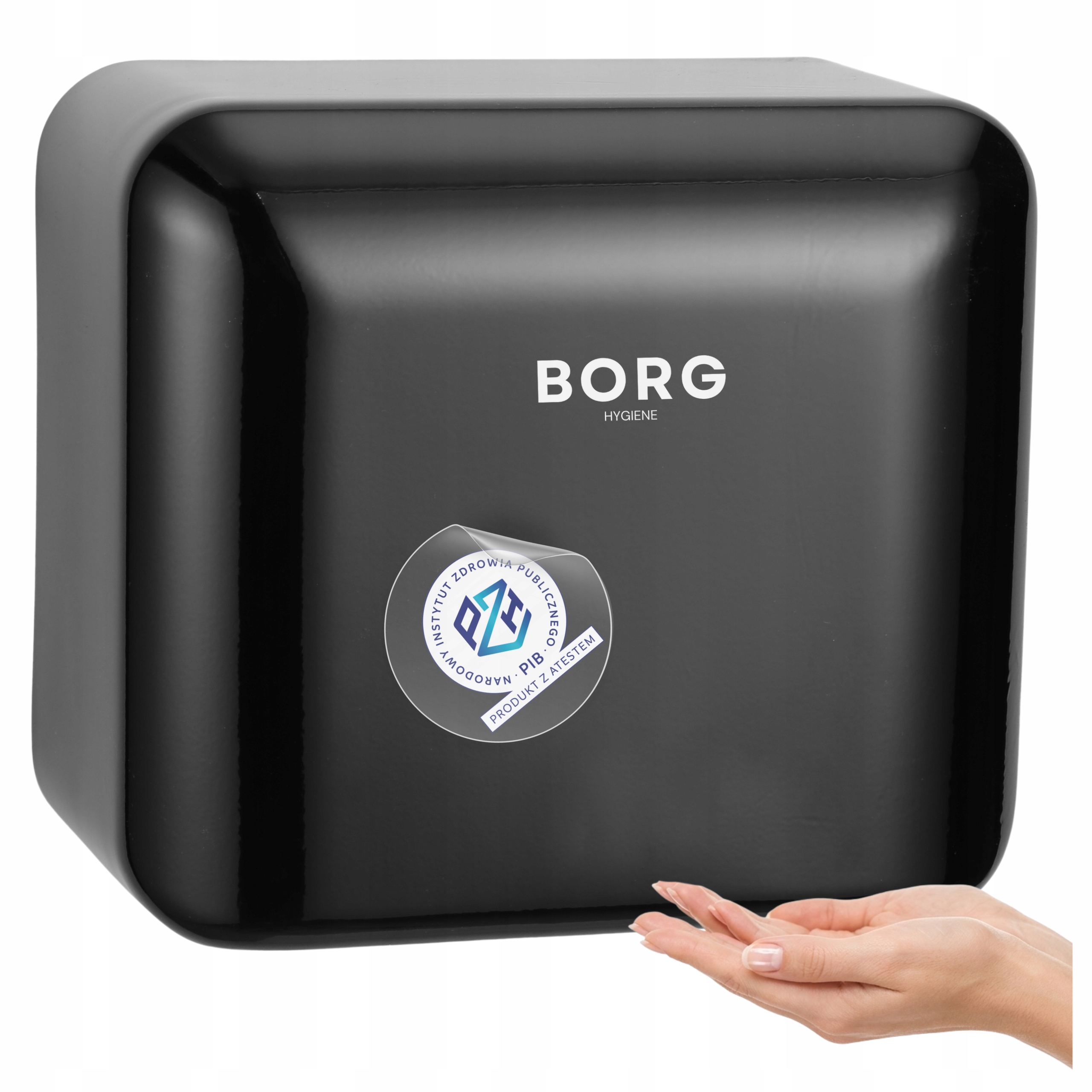 Sušička rúk Silná oceľová Borg Solano 2300W Čierna matná sušenie 15 sekúnd