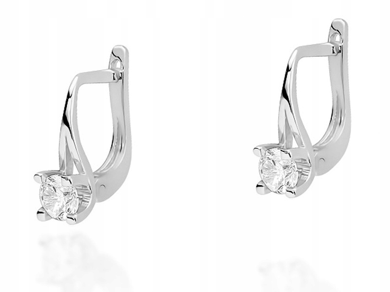 Zlaté náušnice 585 Elegantní S Brilianty 1,40g s diamanty pro ni 14k