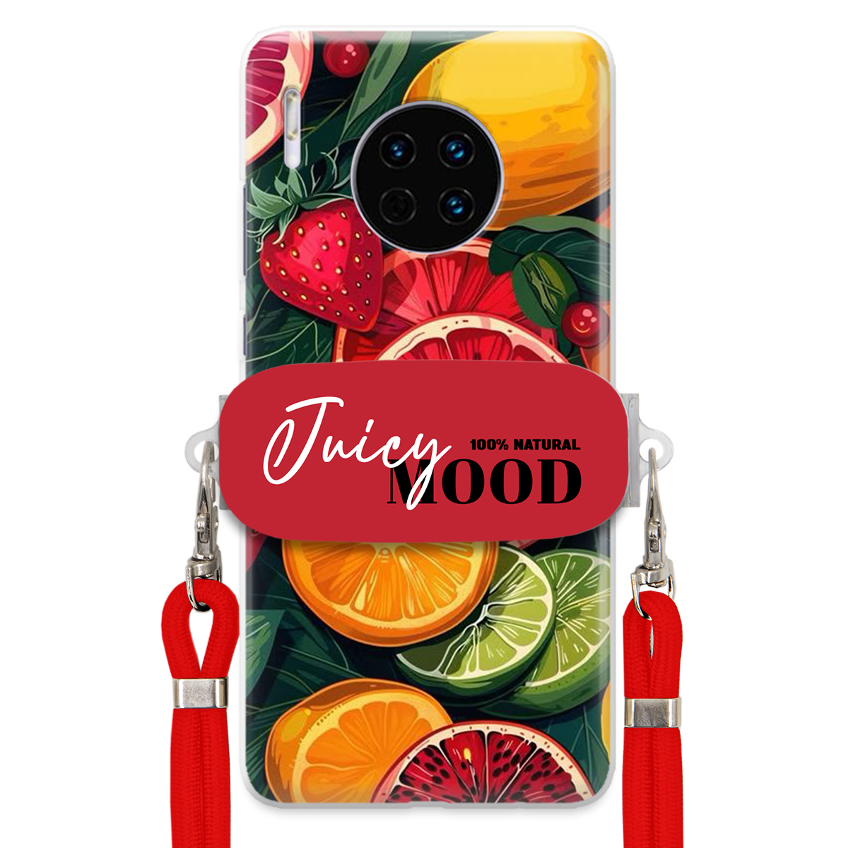 Puzdro pre Huawei Mate 30 Pro Červené vodítko držiak Fruit Ovocie Juice Mood