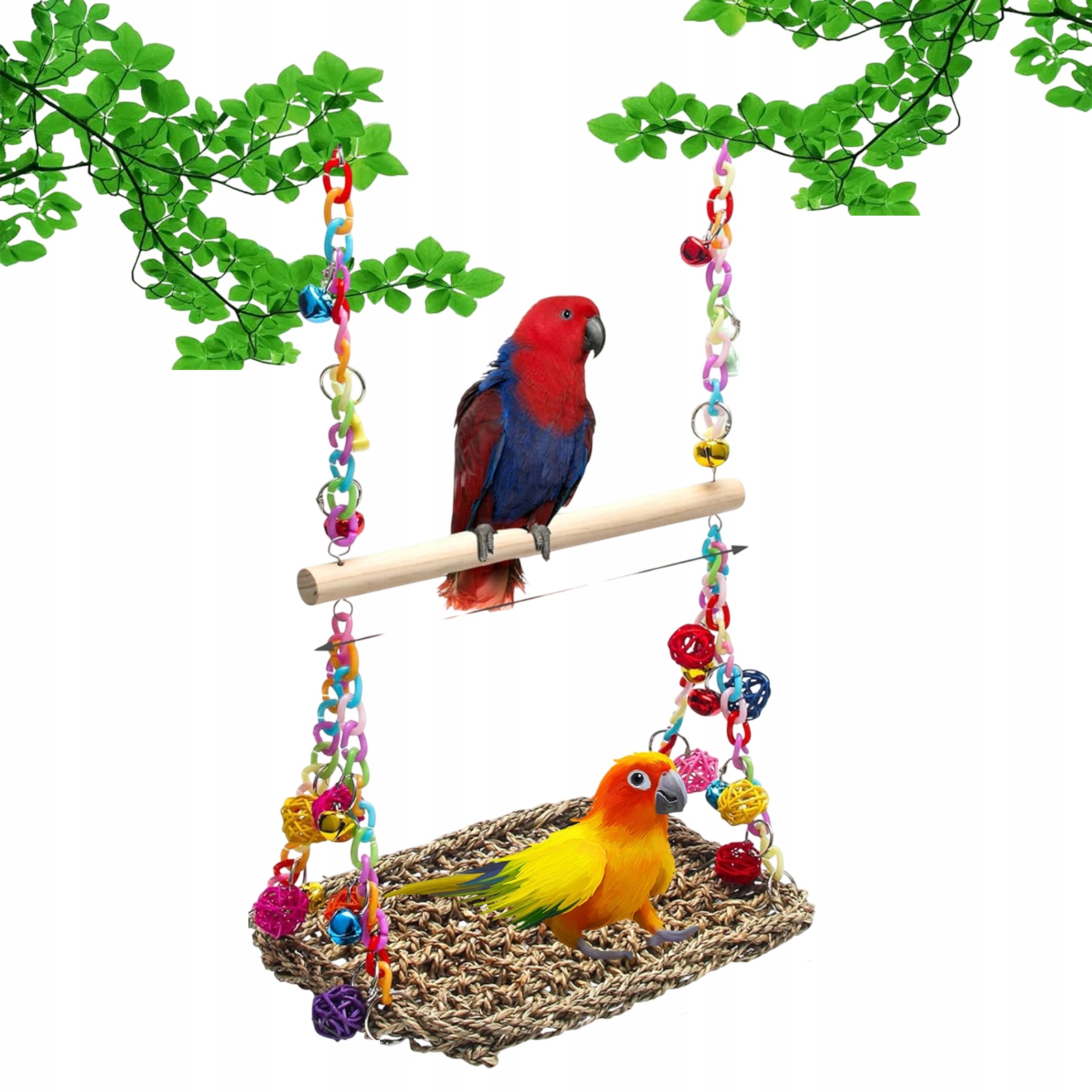 Levně Dřevěná Houpačka Pro Ptáky Seagrass Hračka Do Klece Trénink Balanc