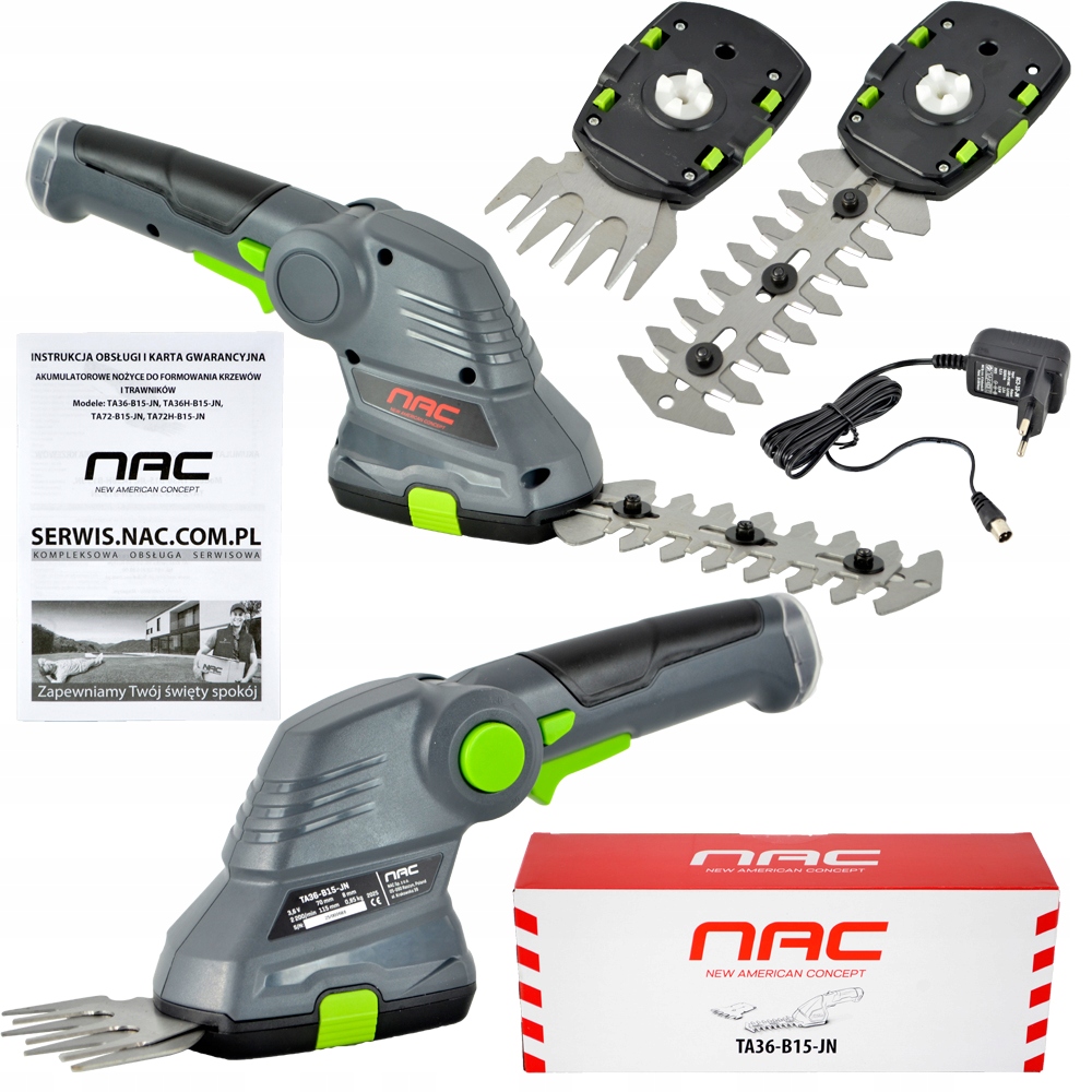 Nożyce Akumulatorowe Do Trawy I Krzewów Nac 2 Wymienne Ostrza 3,6 V 1,5 Ah