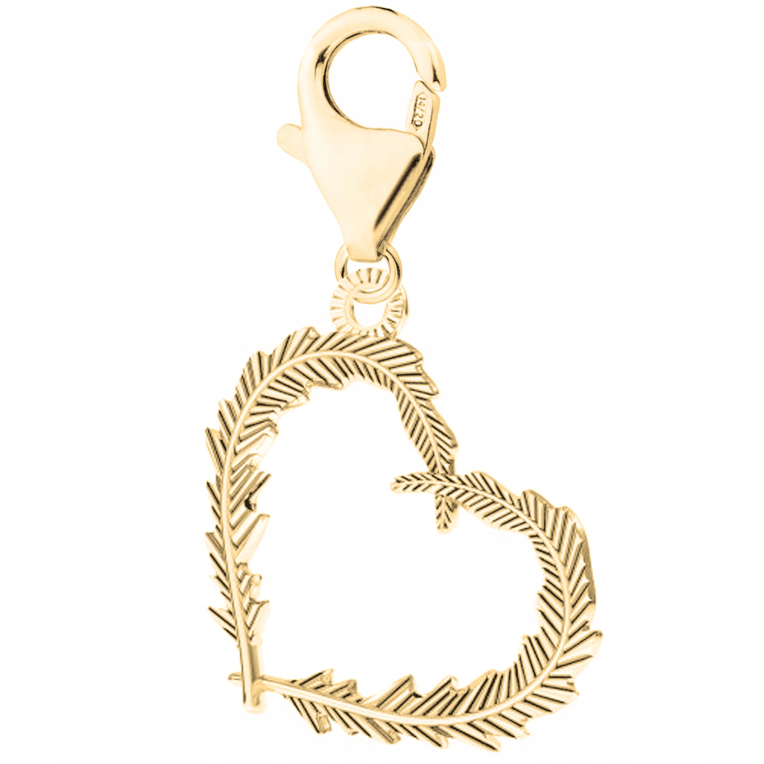 Zlatý přívěsek Srdce z peří s perem Pero Stříbro 925