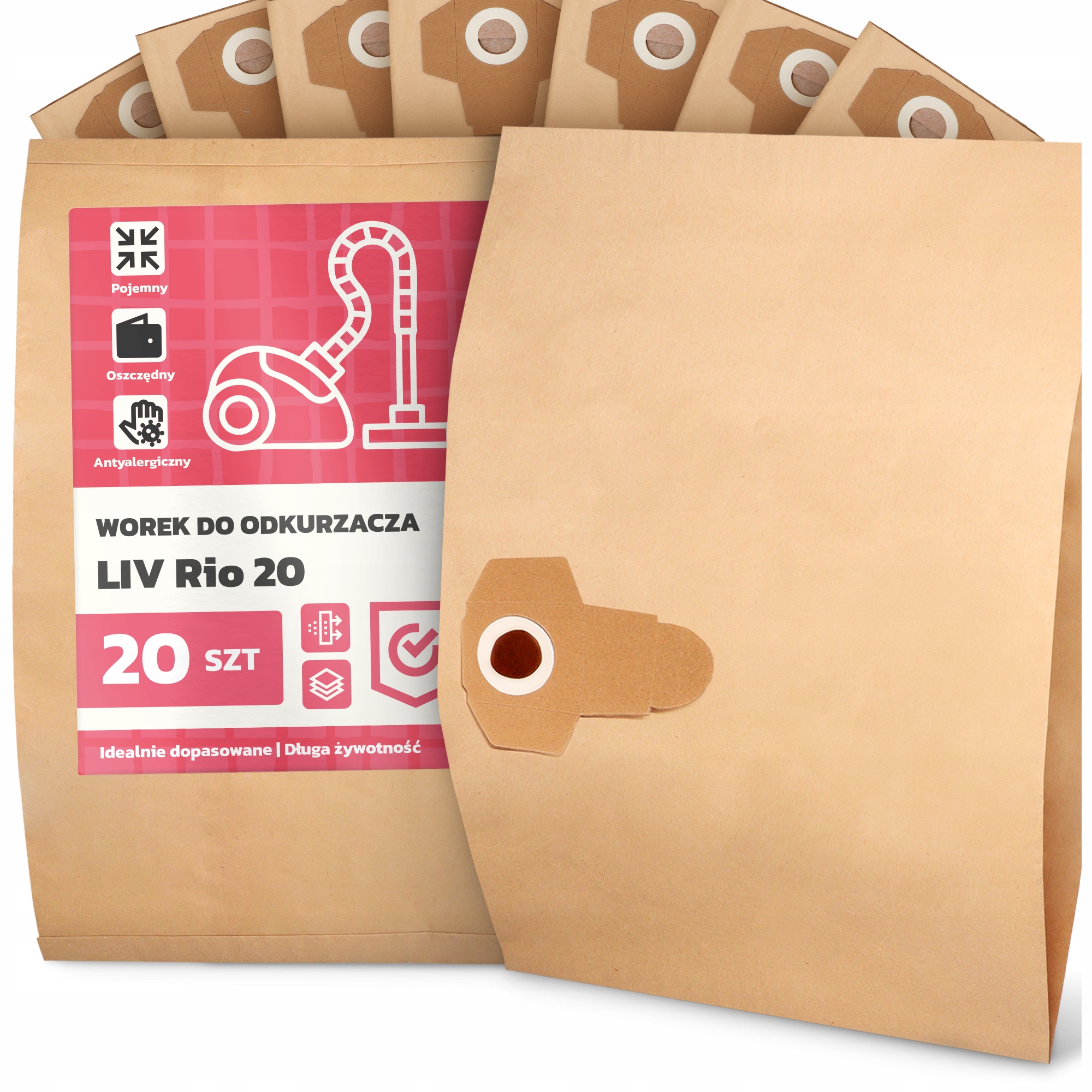 20 x Sáček Do Vysavače Liv Rio 20 Papírový 2-vrstvový Sáček Sáčky 2A