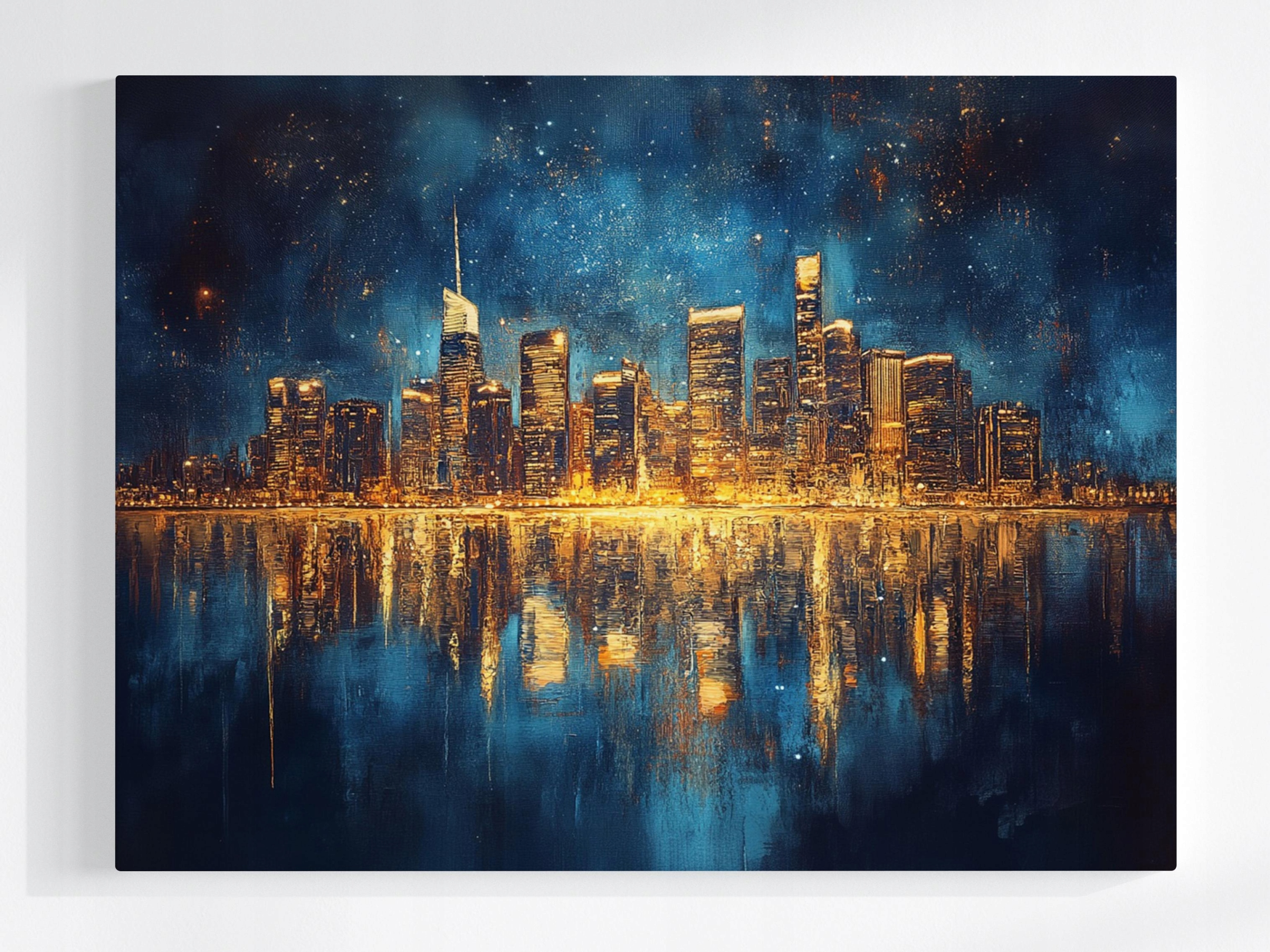 Obraz Na Plátně Canvas Panorama Noc Usa New York Manhattan Světla 80x60