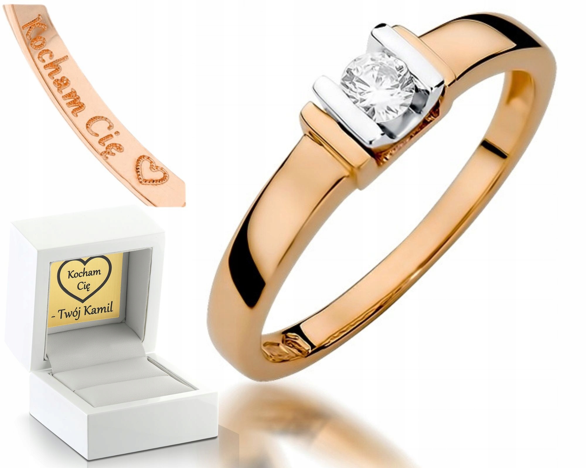 Prstýnek S Briliantem Růžové Zlato Gravírování Bonus Zlato