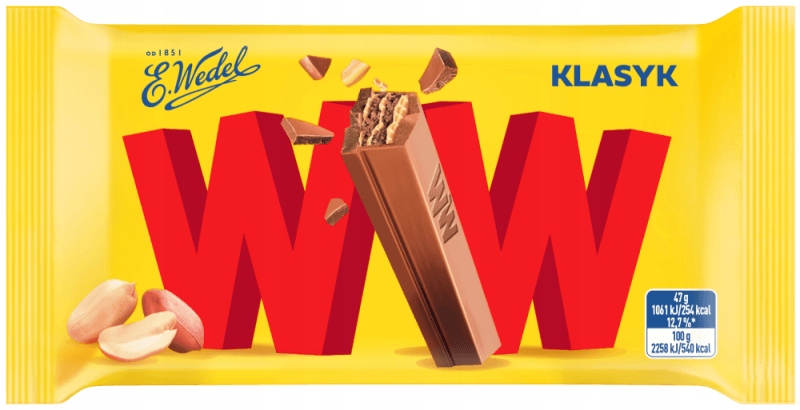 E. Wedel Ww wafelek przekładany baton orzechowy w czekoladzie 45 g X 48 szt