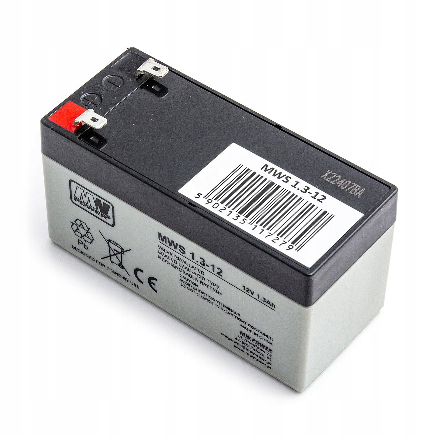 Akumulator VRLA AGM 12V/1,3Ah MWS 1.3-12