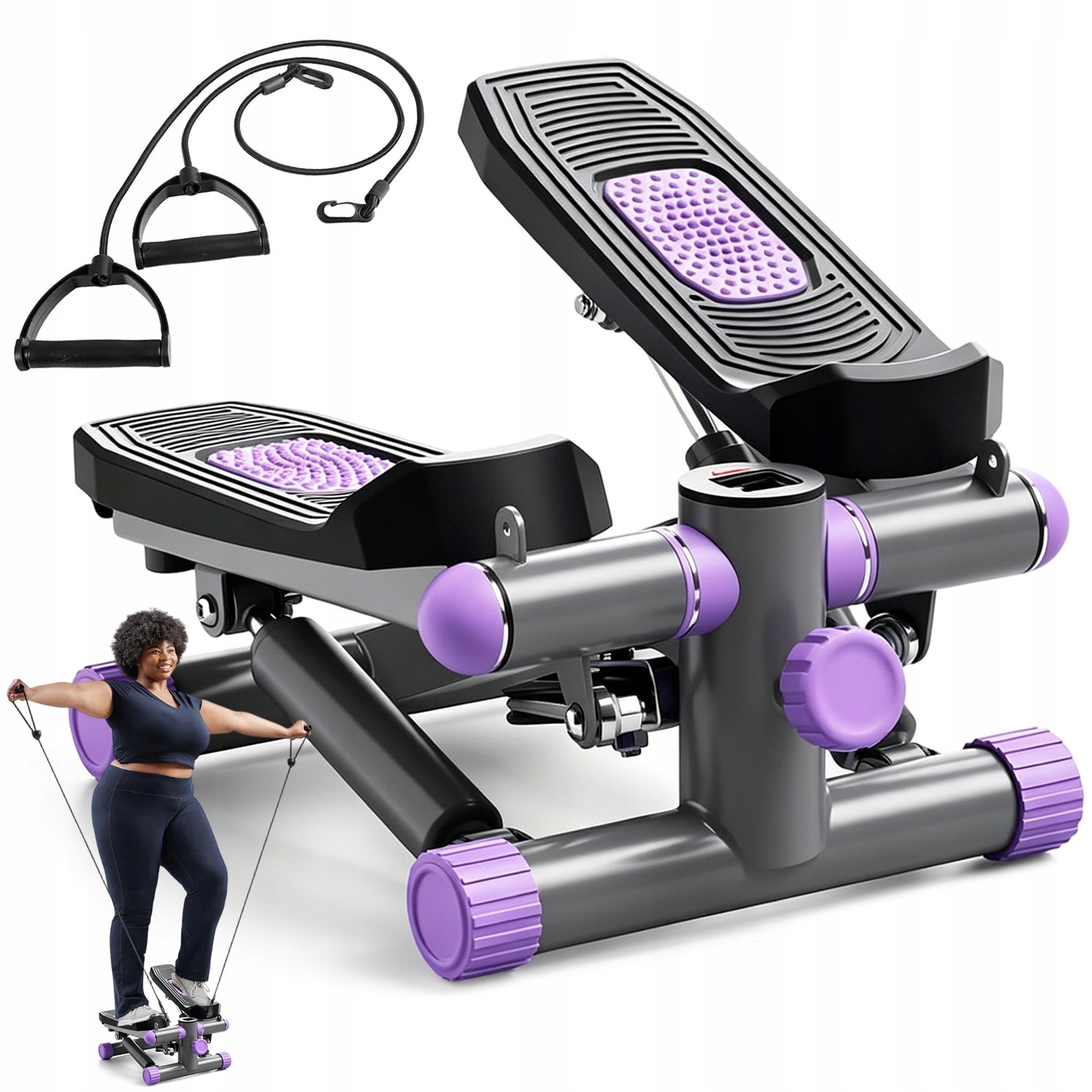 Stepper Pro Fitness Cvičení Otočný 2V1 S Lany A Počítadlem Step Do 150 Kg