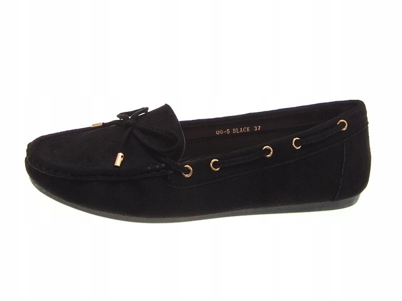 DAMSKIE MOKASYNY PÓŁBUTY ZAMSZOWE Black r.37