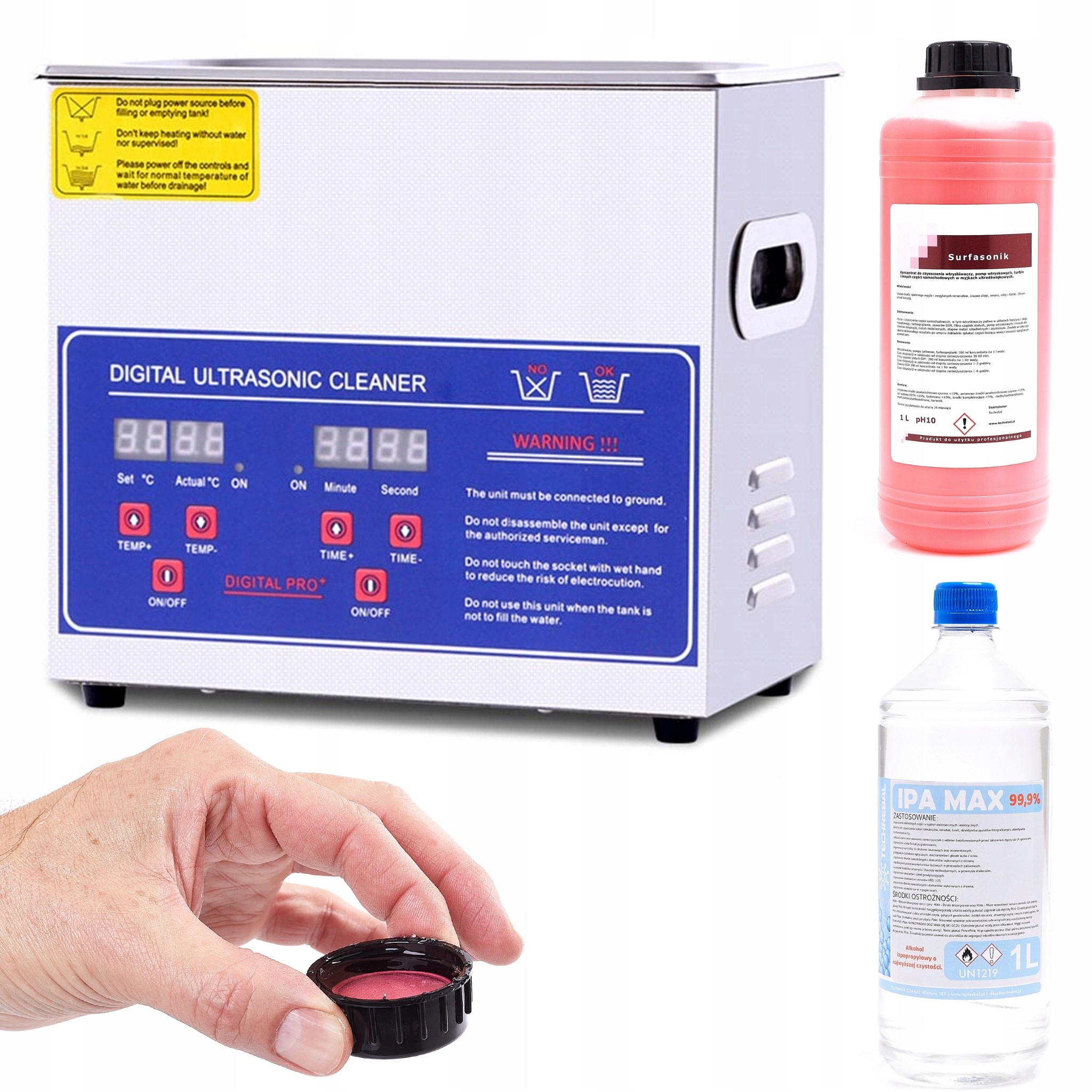 Ultrazvuková Myčka Vany PS-20A LCD Vana 3,2 L Klenotník Optický Set Kapalina