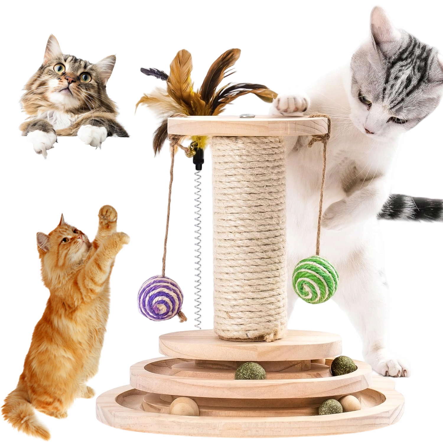 Levně Drapak Pro Kočky Věž Sloupek nízký Velký Sisal Provázek hračka