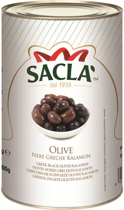 Levně Černé olivy řecké olivy Kalamon v nálevu celé 4.1 kg Sacla