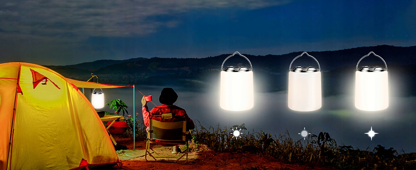 LAMPA KEMPINGOWA TURYSTYCZNA LATARNIA LED USB AKU Szerokość produktu 8 cm