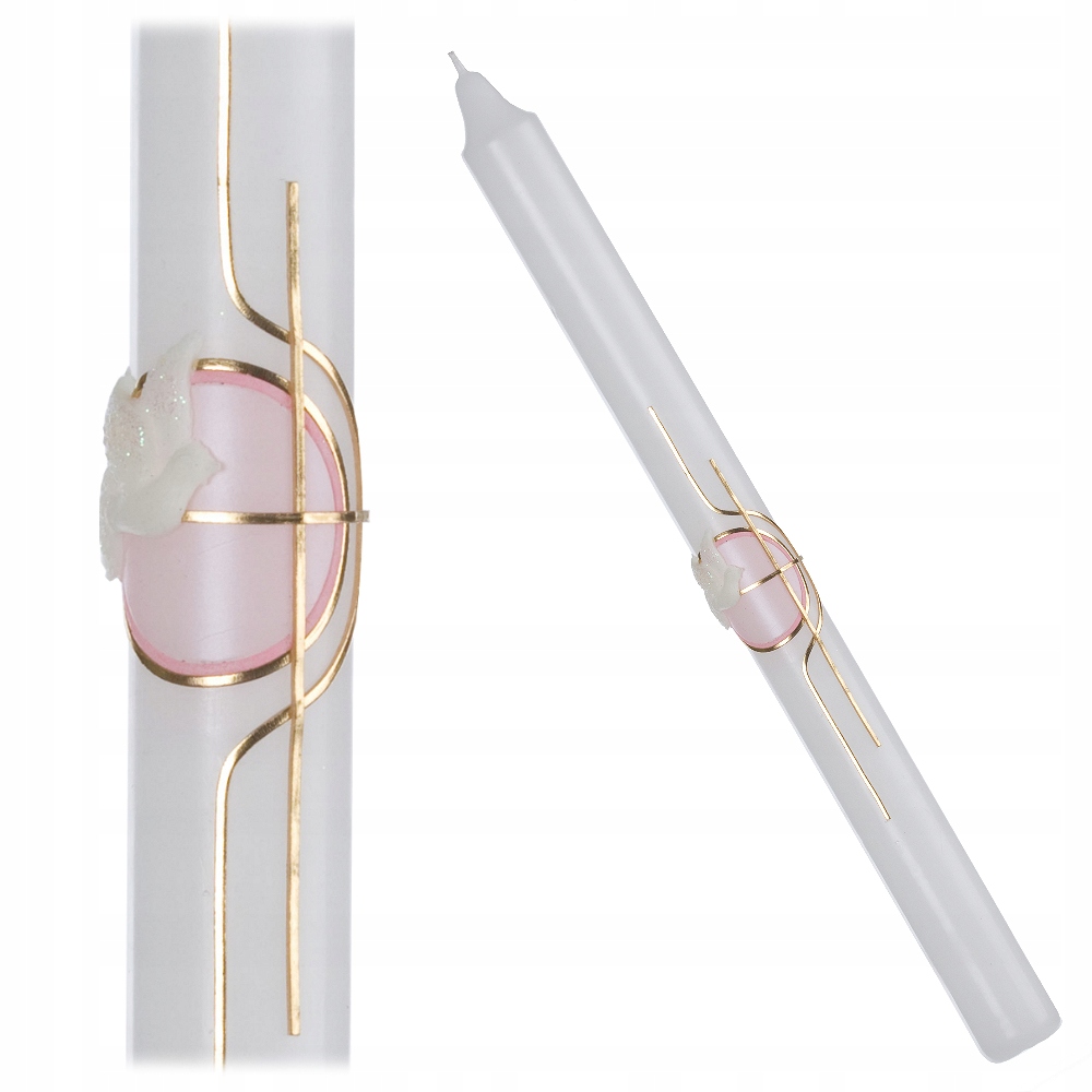 

Świeca Gromnica Do Chrztu Komunia Złoto Róż