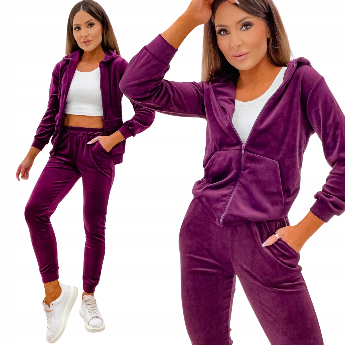 Elegantní teplákovka mikina mikina na zip s kapucí kalhoty 829 M