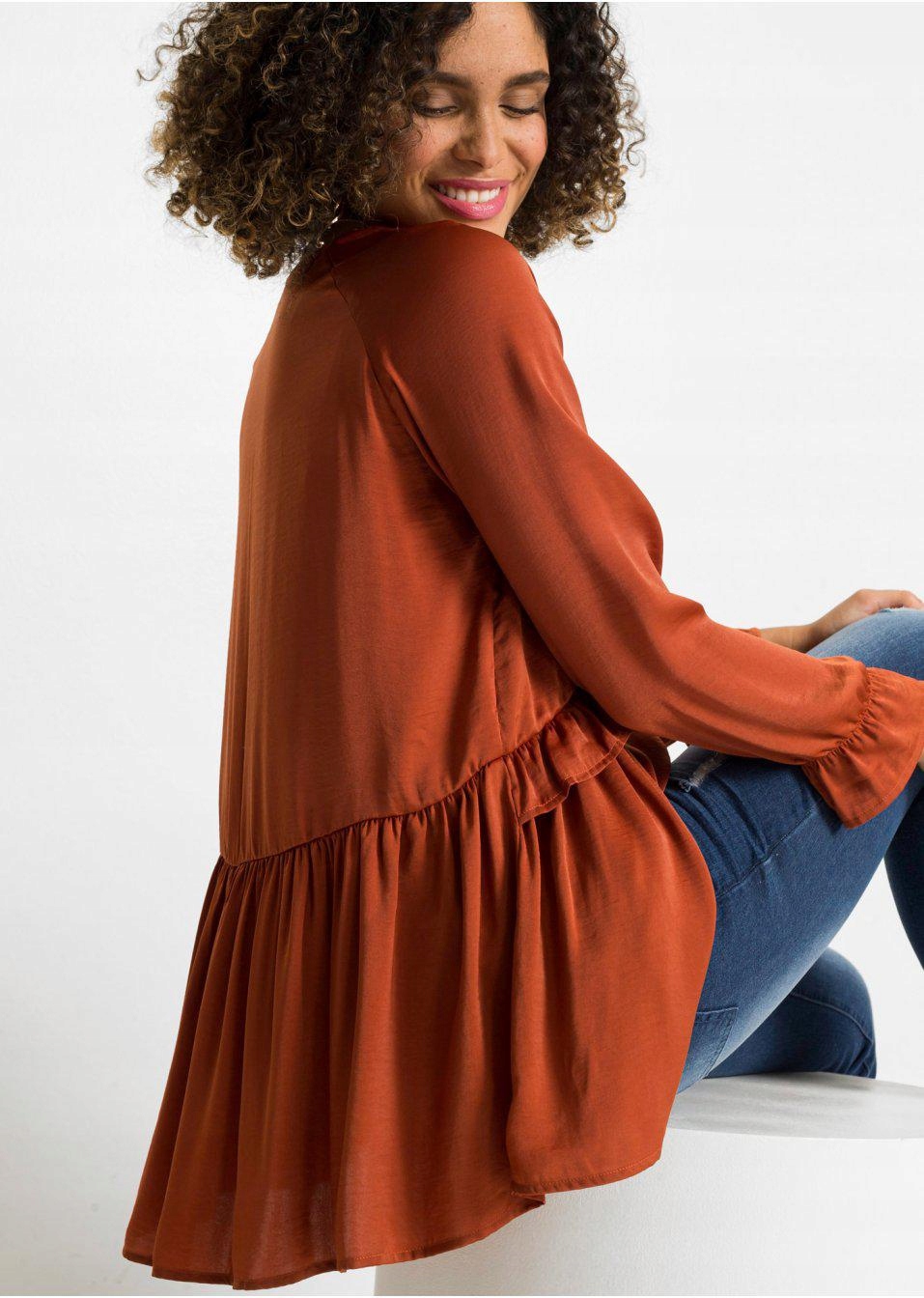 48 Bonprix WNL TUNIKA SATYNOWA Z FALBANĄ Rozmiar 48