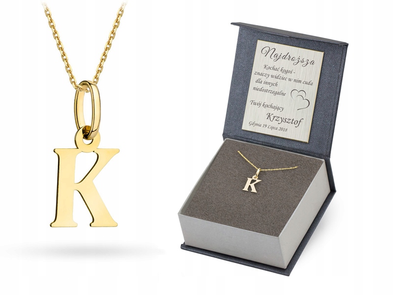 Zlatý Řetízek s přívěskem pr. 585 Písmenko K 42 cm
