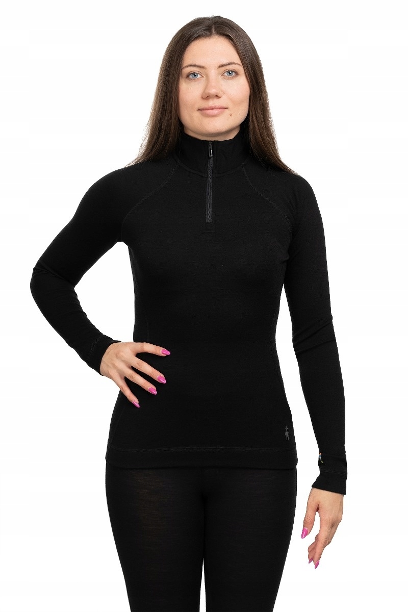 Koszulka termoaktywna damska Smartwool Classic merino 1/4 zip women-black m