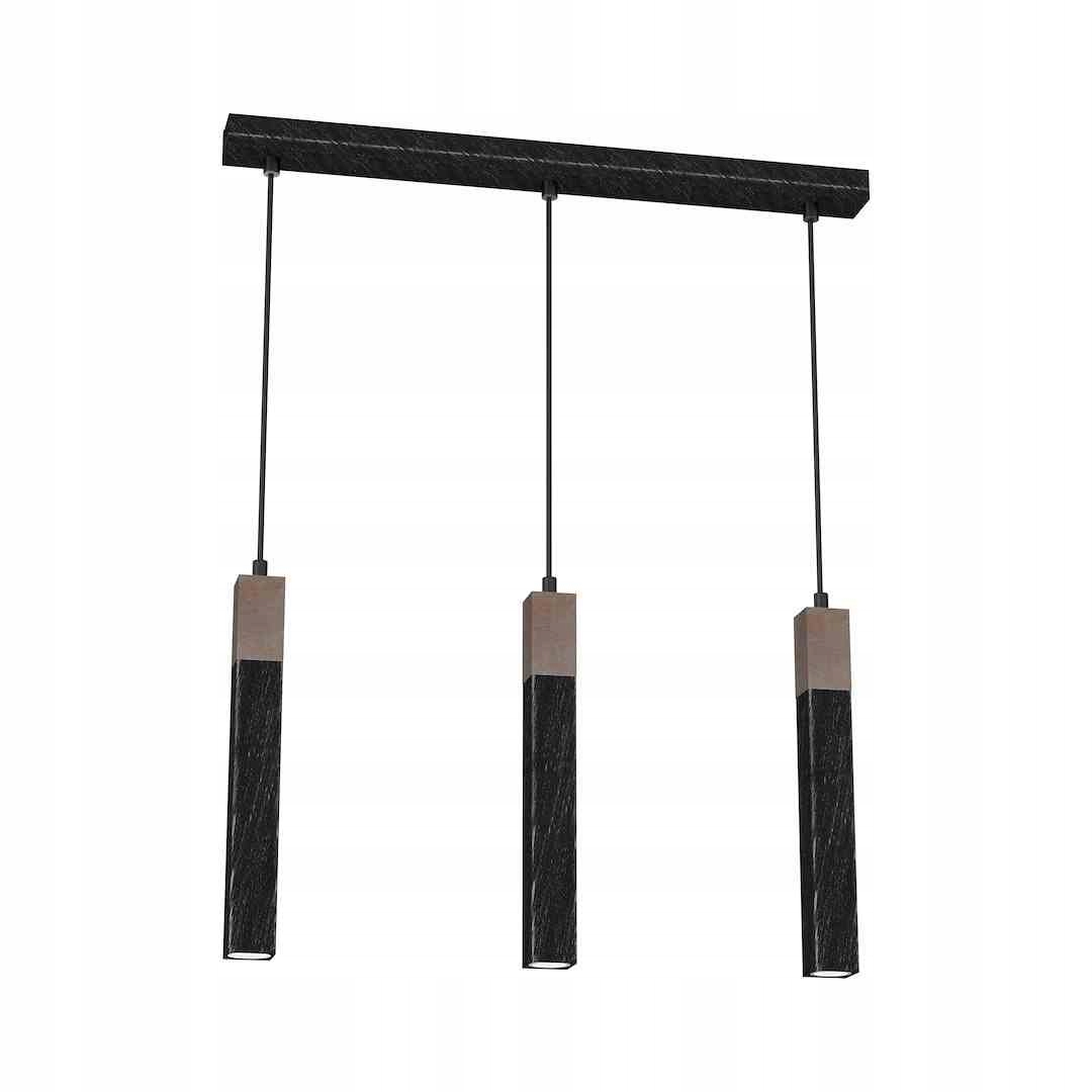 Závěsná lampa Solo Sawn Black Patinated Wood 3x mini GU10