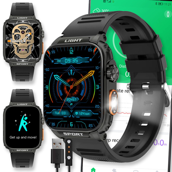 Smartwatch Watch Zegarek Active Czarny Rozmowy Menu Pl Męski Puls Smartband