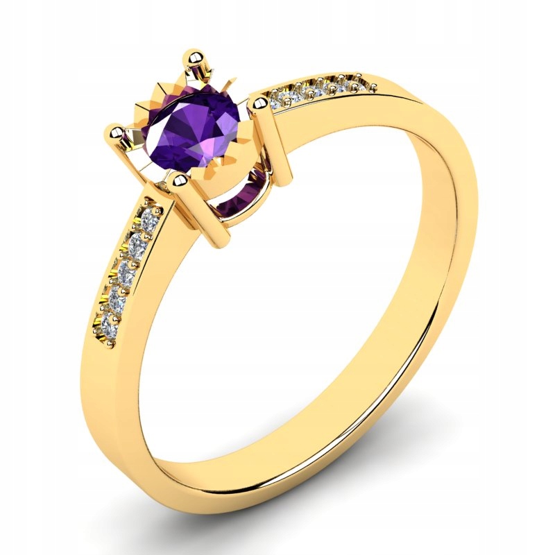 

Pierścionek Złoty Ametyst Z Brylantami 0,35CT