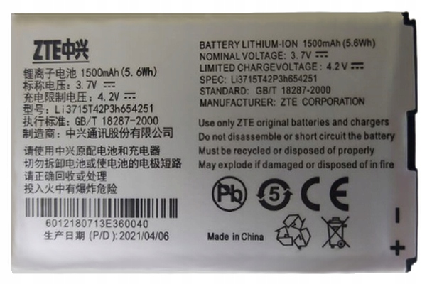 ORG BATERIA Li3715T42P3h654251 ZTE MF60 MF61 N960