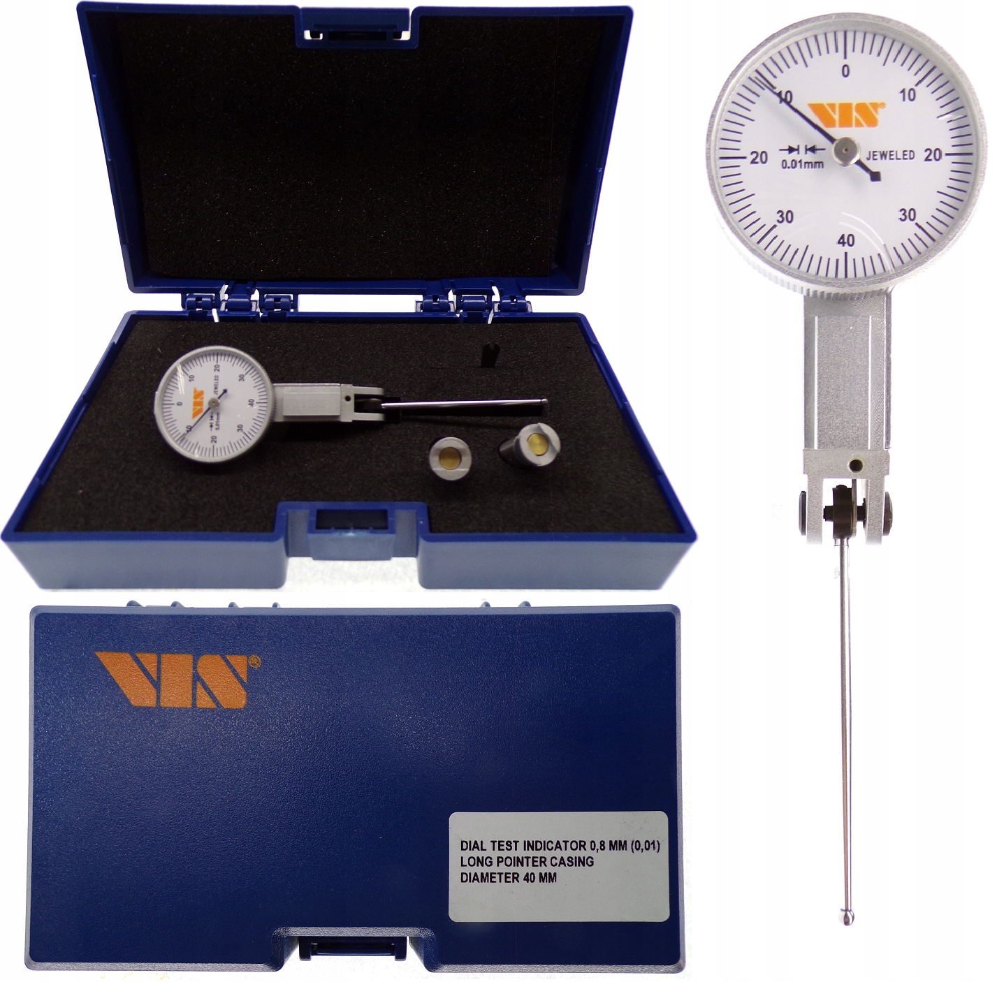 Diatest Czujnik Zegarowy Uchylny 0,8 0,01MM Długi Vis