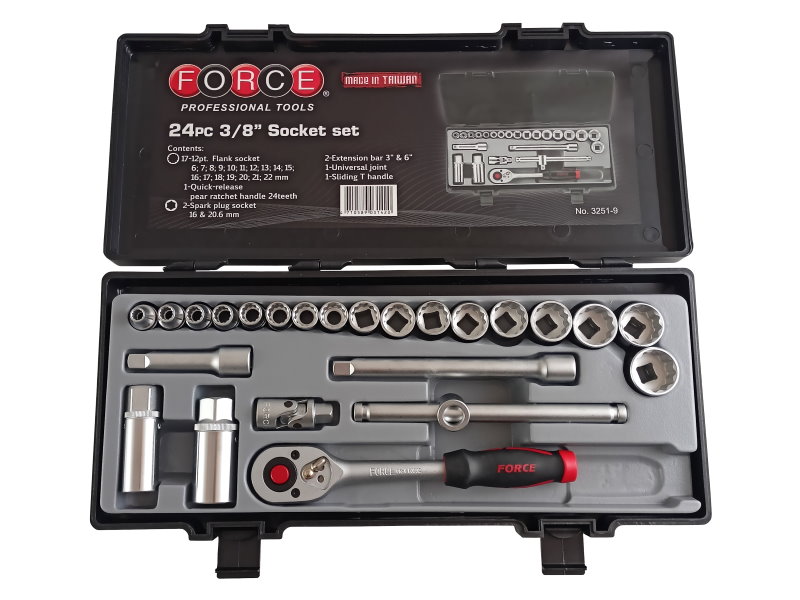 Sada nástrčiek 12-hranných 3/8'' 24ks Force 3251-9
