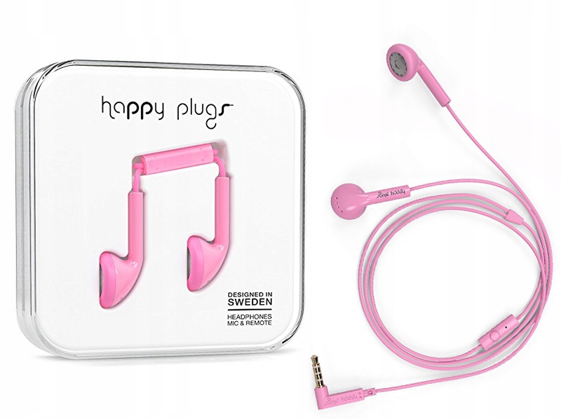 

Oryg Słuchawki Happy Plugs różowe do telefonu