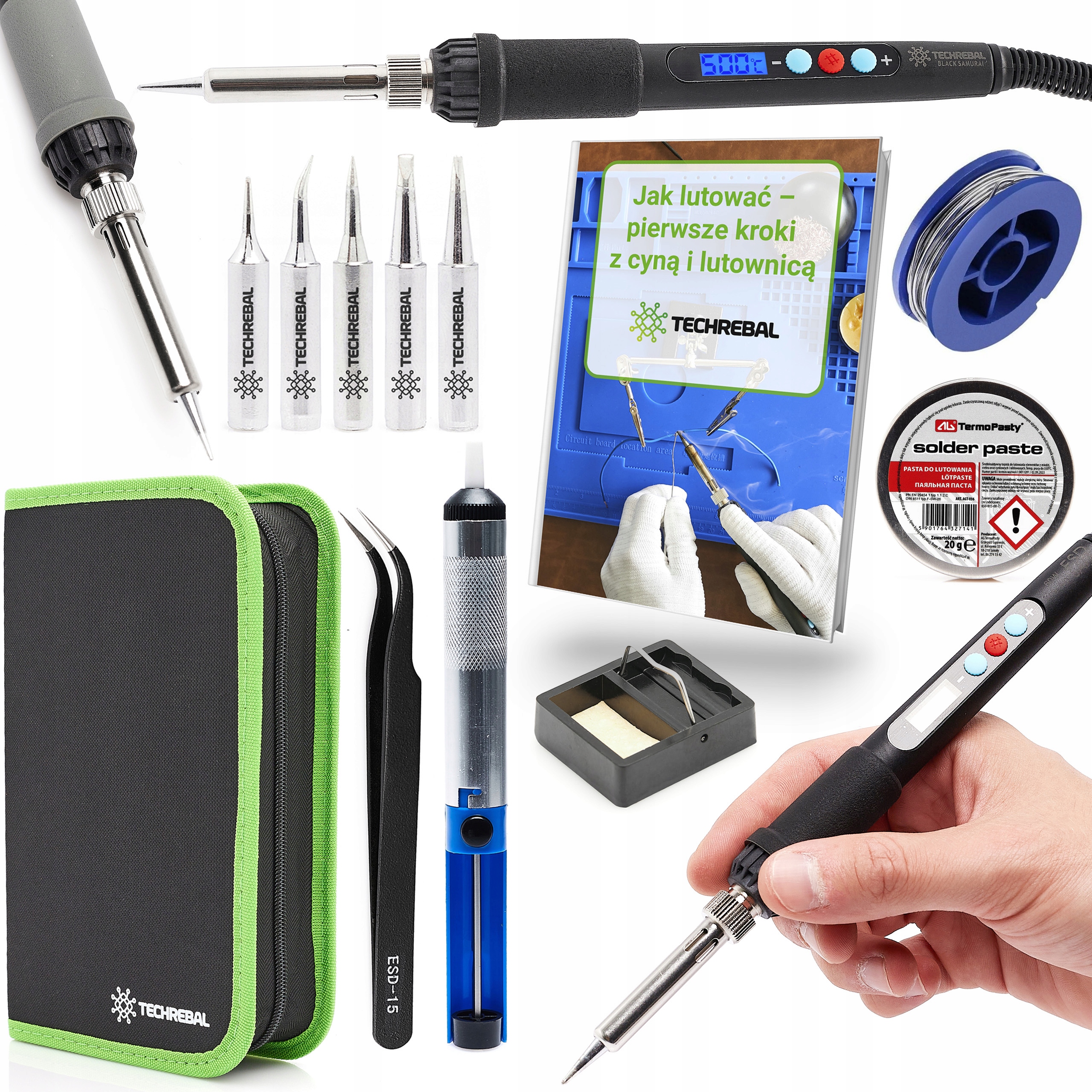Přesná Páječka S LCD 60W 5x Hroty Cín Odsávačka Pouzdro Pasta Pinzeta Esd